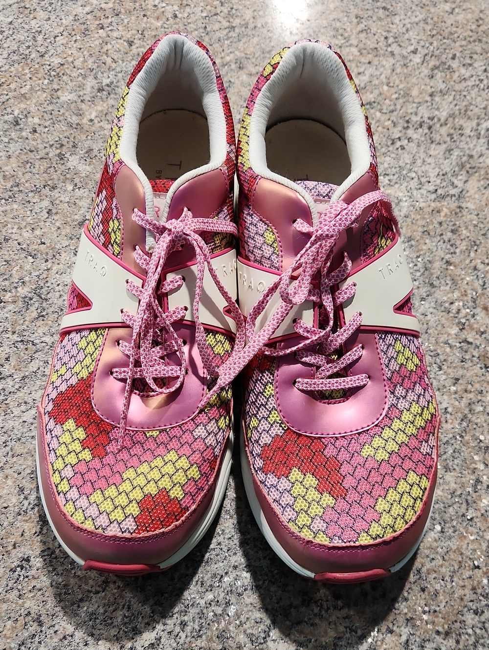 Traq by Alegria Pink Yellow Red Multicolor Women's Sneakers